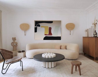 Tableau abstrait minimaliste beige Abstrait minimaliste moderne Beige abstrait contemporain sur toile Art contemporain oeuvre d'art