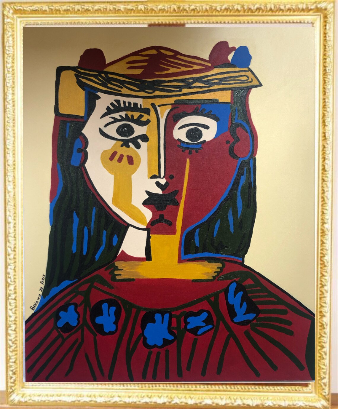 Reproduction Picasso Woman with beret acrylic canvas décor Etsy
