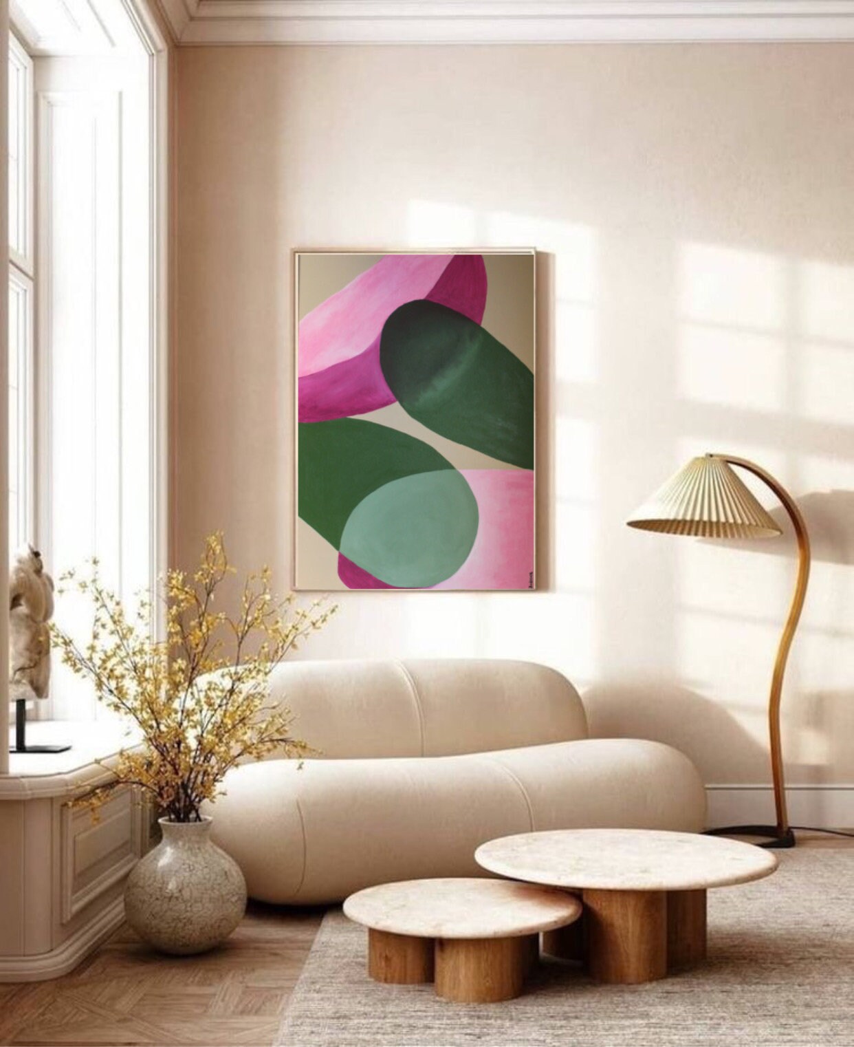 Tableau Acrylique Comme Une Envie de T'embrasser 81x60cm Couleurs Doux Amour Rose Pale