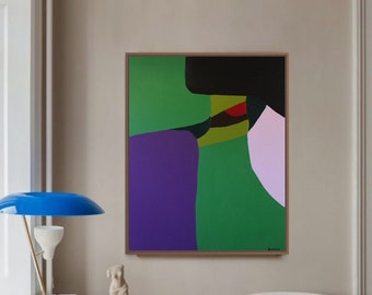 Colorful abstract painting Colorful minimalist painting on canvas Colorful abstract art Large painting on frame for modern living room Green