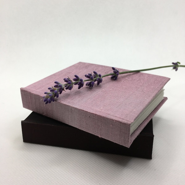 Handmade Notebooks, Set of 2 Handbound Books Covered in Recycled Silk, Light Purple Mauve and Deep Reddish Purple, Blank Pages