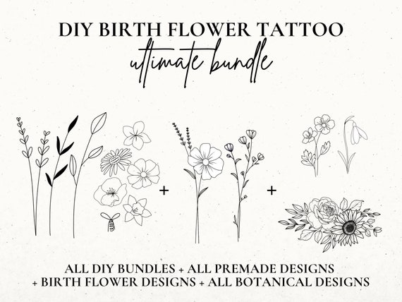 Custom Birth Flower Tattoo Design Birth Month Flower SVG  Etsy Finland