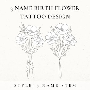 Benutzerdefinierte Geburtsblume Tattoo-Design, Geburtsmonat Blume, Wildblumen Tattoo-Design, Benutzerdefinierte Blumen Tattoo, Blume Namen Stengel
