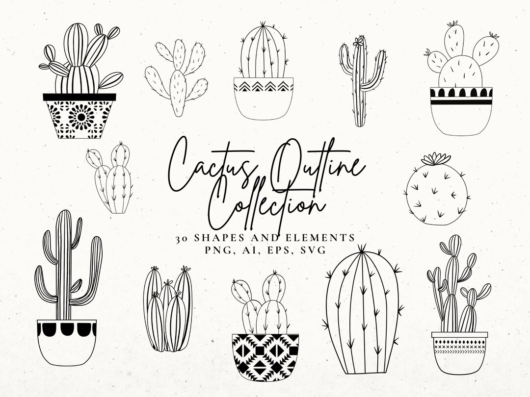 Cactus SVG Bundle Plants Clip Art Set Plant Illustration - Etsy