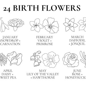 Birth Flower Tattoo Design, Custom DIY Tattoo, Birth Month Flower SVG, Wildflower Tattoo Design for Women, Build Your Own, Tattoo Stencil image 2