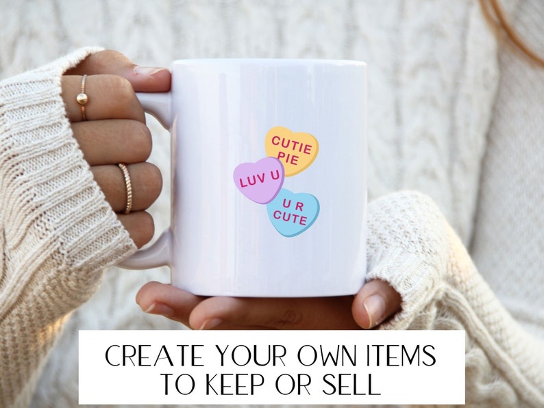 Conversation Hearts SVG Clip Art Set, Coloured Candy Hearts Bundle ...
