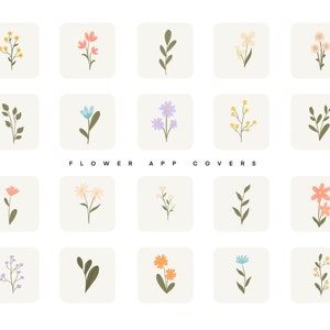 iPhone iOS 14 Icons Neutral, App Icons Minimal, iPhone Flower Icons, Aesthetic iOS Boho, App Icons Pack, Phone Wallpaper Digital Download