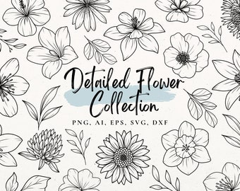 Flower Svg Bundle, Flower stencil, Flower Tattoo Design, Sunflower Clip Art, Wildflowers SVG file Cricut, Flower Clip Art PNG, Birth Flower