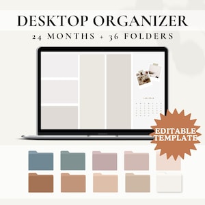 Editable Desktop Organizer, Desktop Wallpaper Template, Boho Mac Folder Icons, Windows Desktop Organizer Wallpaper, Icons For Mac, 2024