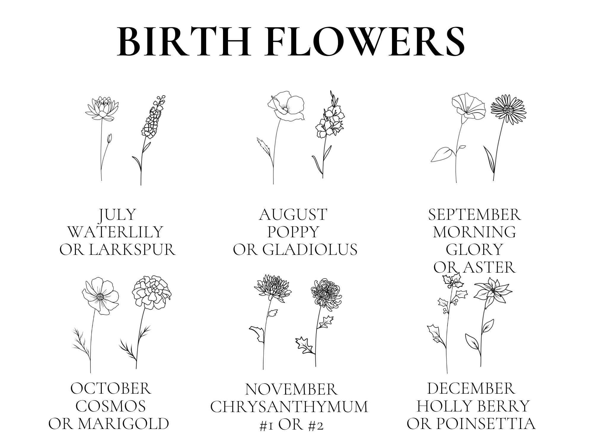 Custom Birth Flower Tattoo Design Birth Month Flower SVG Etsy