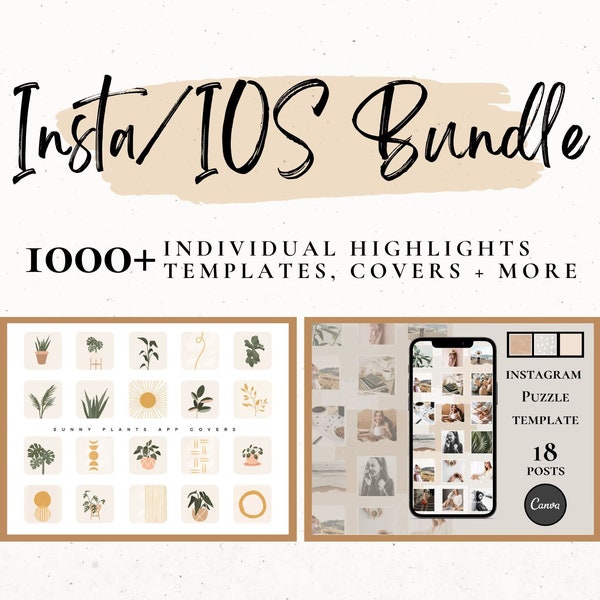 Instagram Highlights Bundle, Boho Instagram Highlight Covers, Bohemian App Icons, Minimal Instagram Template, Natural IOS App Covers