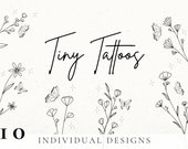 Flower Tattoo Design, Wildflower Tattoo Design, Tiny Tattoo Stencil, Dainty Tattoo Design for Women, Floral Tattoo Download, simple tattoo