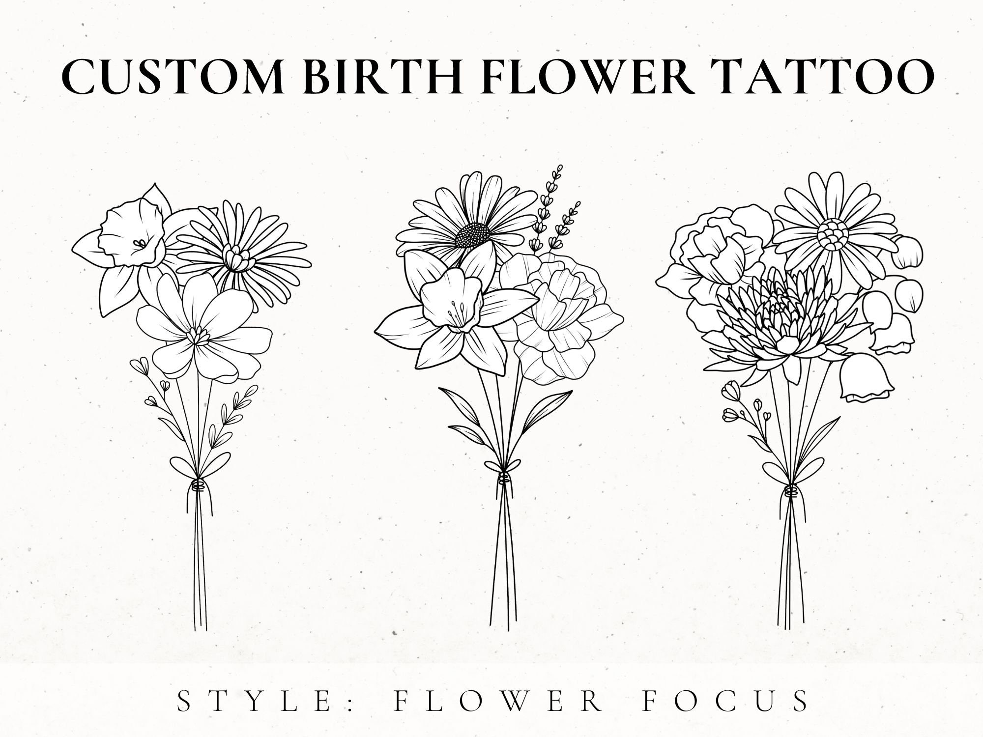 July Birth Flower Svg Larkspur Svg Bouquet Tattoo Design
