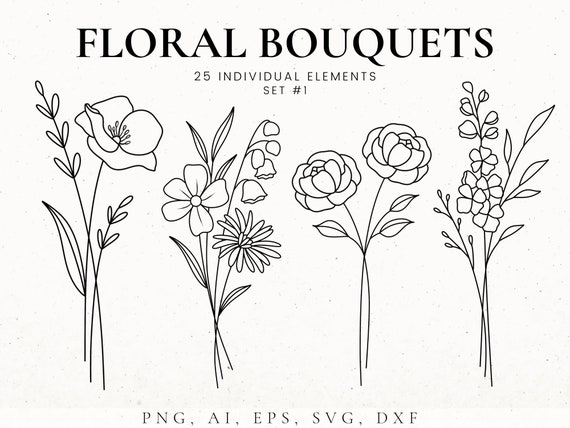 Floral Stamps, Svg Bundle, Floral Stamp Set Clip Art, Postage Png