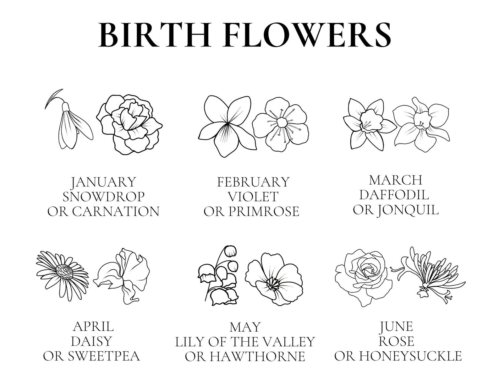Custom Birth Flower Tattoo Design Birth Month Flower SVG Etsy