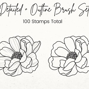 100 Peony Stamps Procreate, Procreate Floral Stamps, Flower Tattoo ...