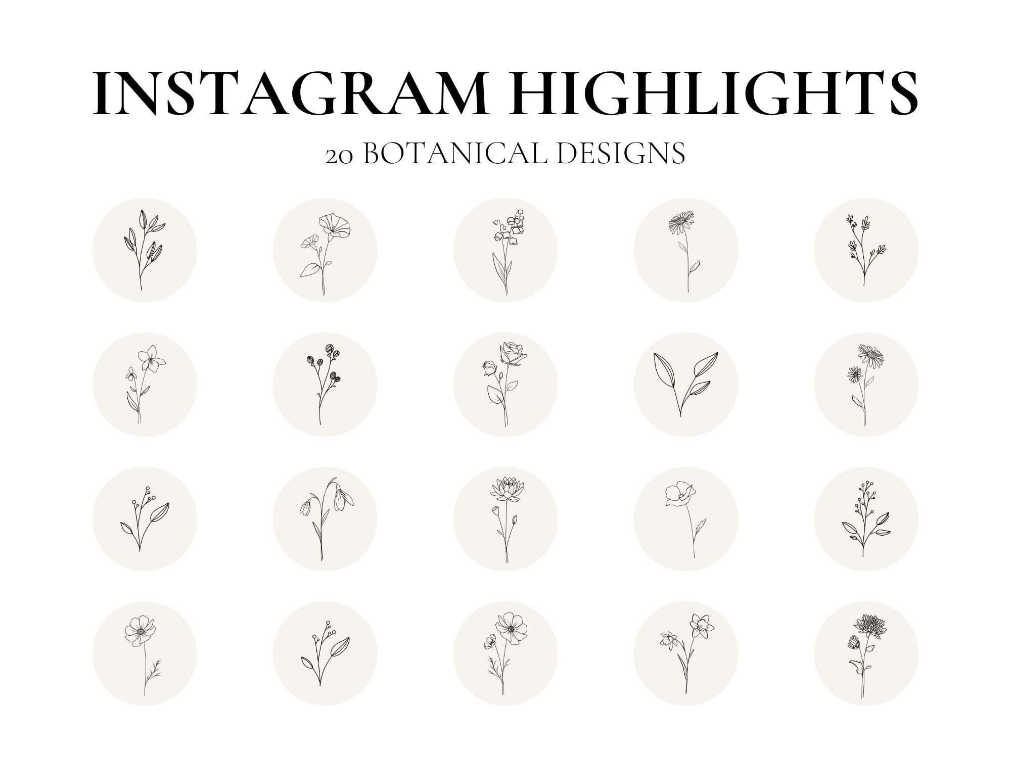 Instagram Highlight Icons Flowers, Earthy Neutral Instagram Story Covers, Botanical Instagram highlights, Aesthetic IOS 14 App Icon Cover