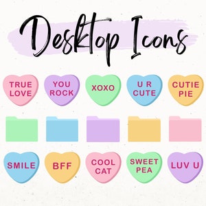 Candy Heart Desktop Icons, MacBook Folder Icons, Desktop Wallpaper ...