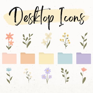 Folder Icons For Mac, Windows Desktop Icons, Aesthetic Folder Icons PNG, Minimal Wallpaper Organizer, Neutral Folder Icons, Flower Icon PNG