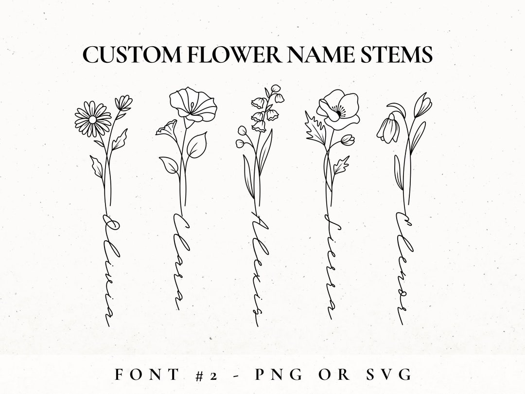 Custom Flower Name, Birth Flower Tattoo Design Commission, Birth Month