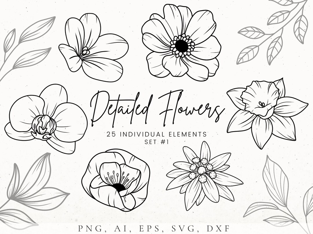 Flower Svg Bundle, Flower Stencil, Flower Tattoo Design, Floral Clip ...