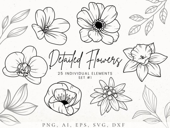 Vintage Floral stencils / Set of 2 flowers