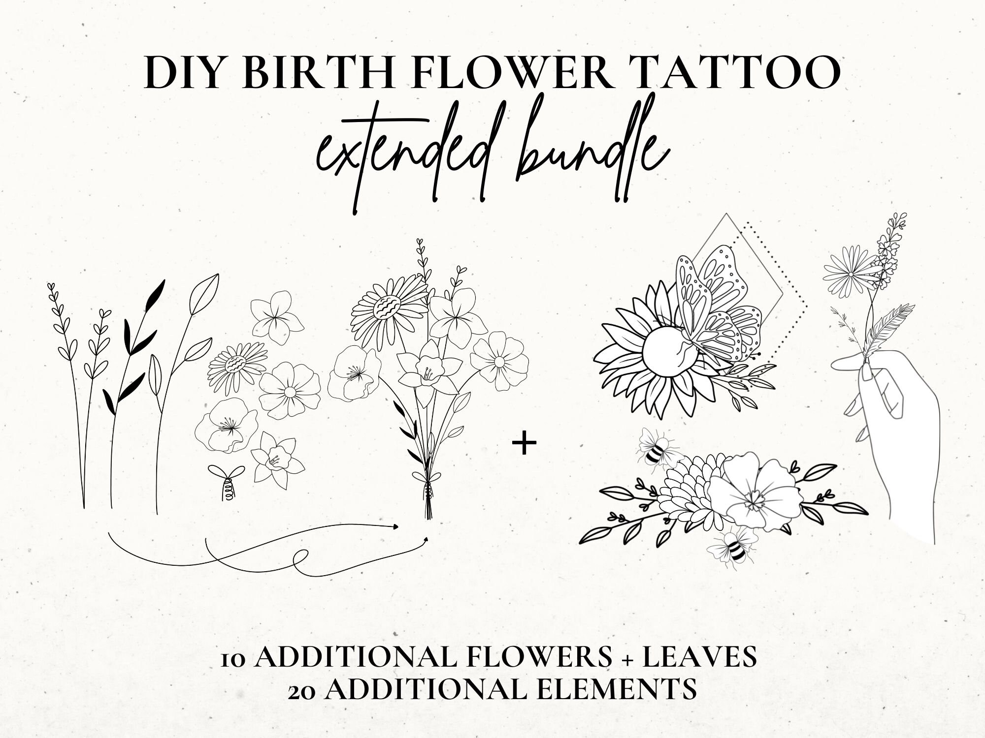 Geburtsblume Tattoo Design Geburtsmonat Blume SVG Wildflower Etsy
