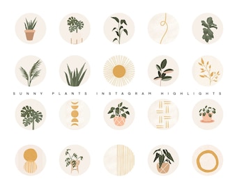 Instagram Story Highlight Icons Set, Instagram highlight covers Boho, Boho Instagram covers, Aesthetic IOS 14 App Cover, Boho Plant icons