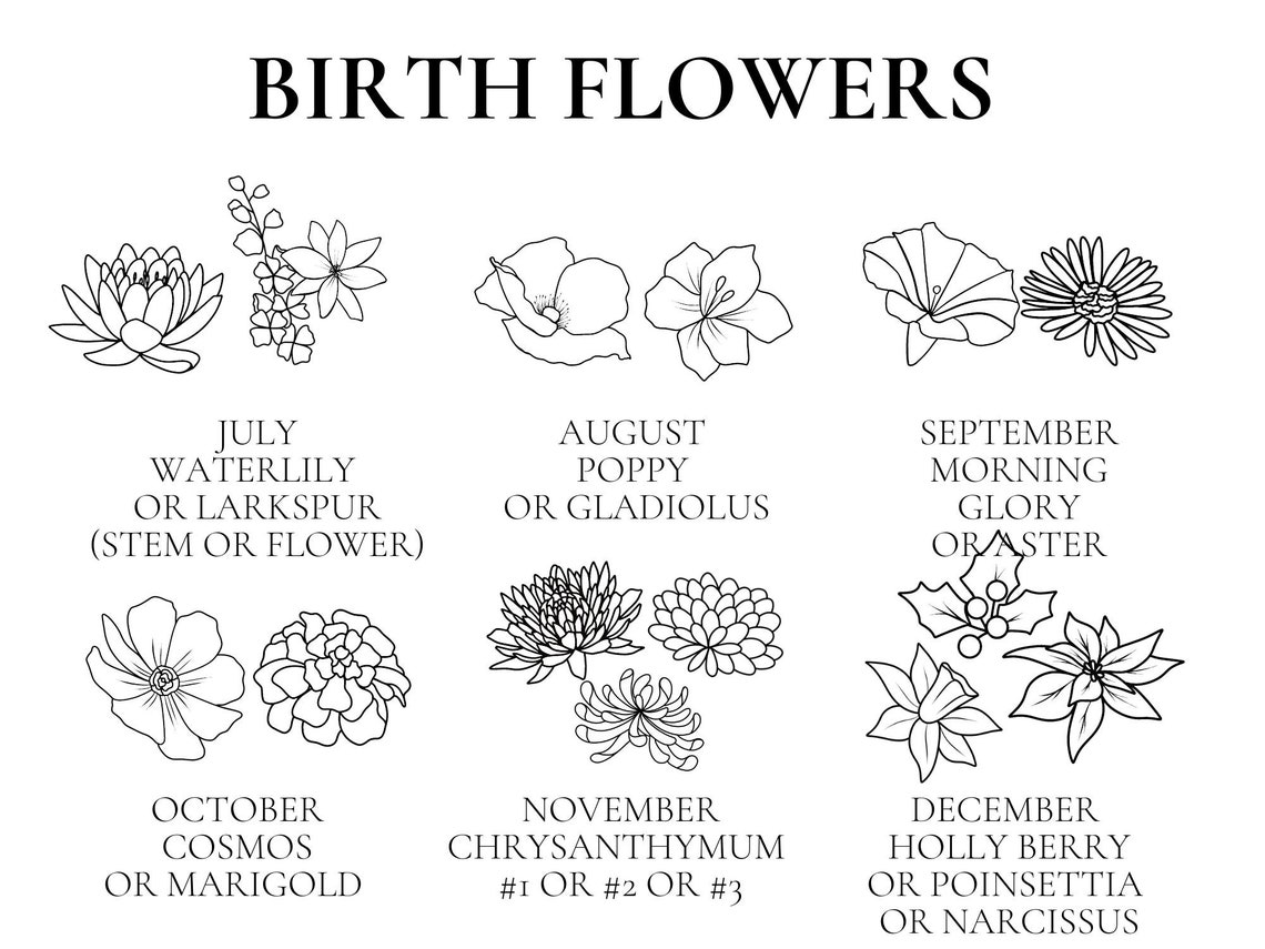 Geburtsblume Tattoo Design Geburtsmonat Blume SVG Wildblume Etsy