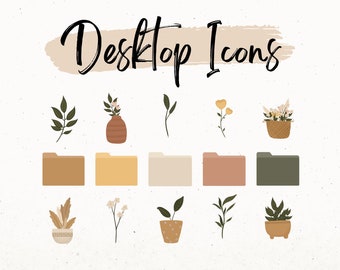 Mappictogrammen voor Mac, Windows-bureaubladpictogrammen, esthetische mappictogrammen PNG, minimale wallpaper-organizer, neutrale mappictogrammen, plantpictogram