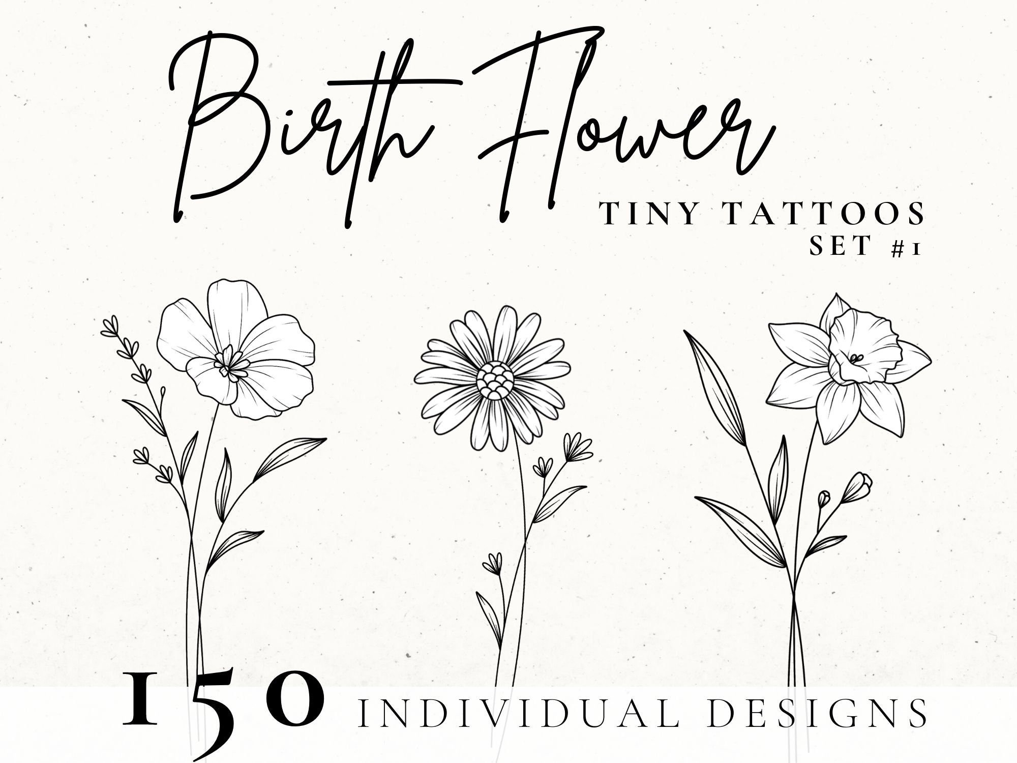 Birth Month Flower Tattoo Bundle Floral Tattoo Design - Etsy