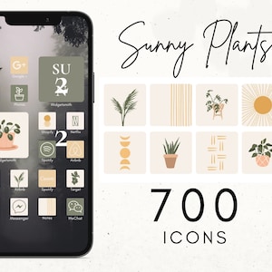 iPhone iOS 14 App Icons Aesthetic, App Icon Green, Aesthetic iOS Boho, App Icons Bundle, Phone Widgets, Aesthetic Plant Icons, iPhone Apps