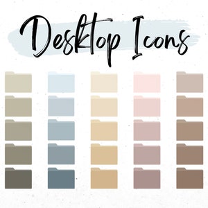 Folder Icons For Mac, Windows Desktop Icons, Aesthetic Folder Icons PNG, Minimal Wallpaper Organizer, Neutral Folder Icons, Muted Folders