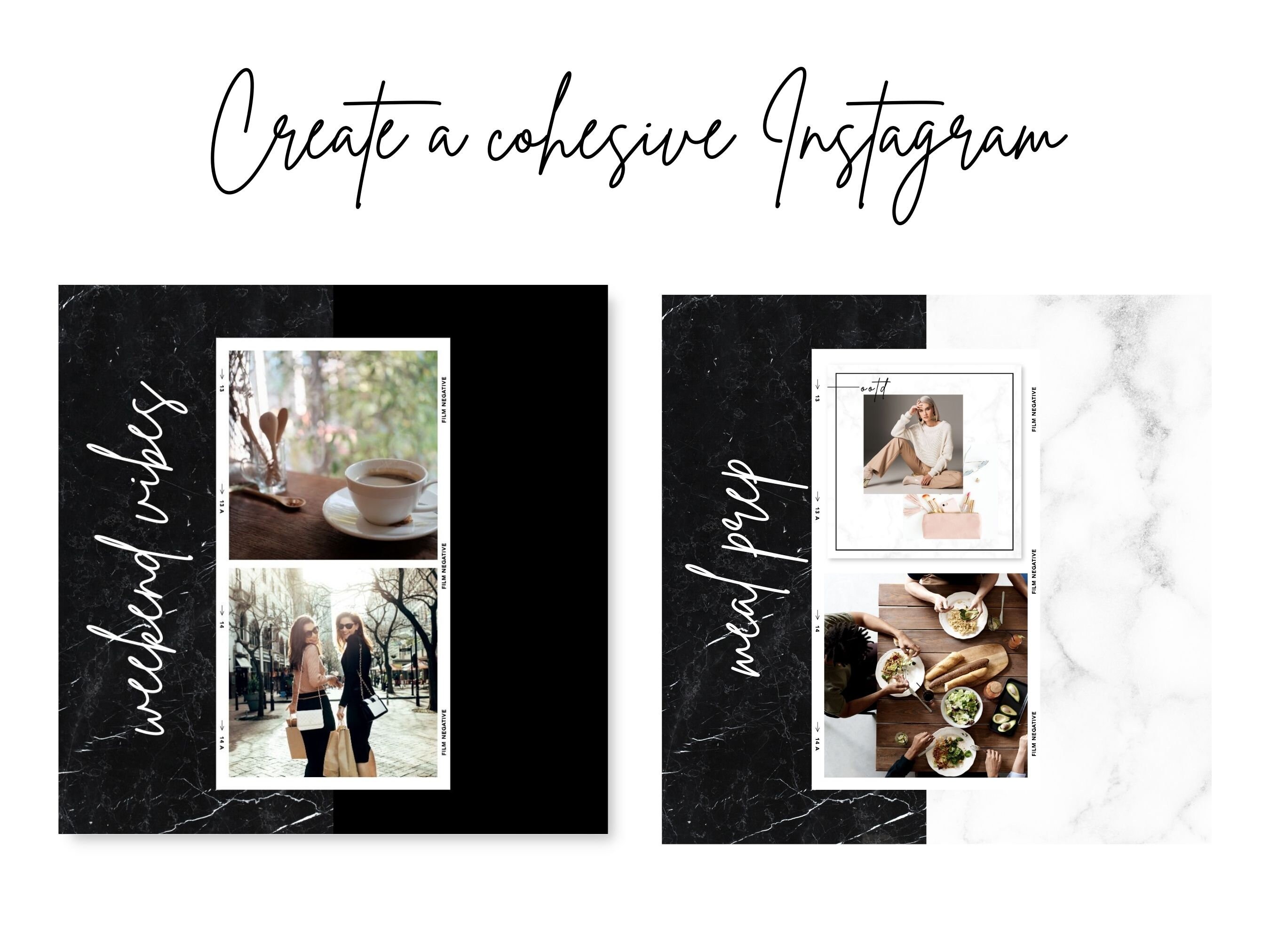 Black and White Instagram Template Black and Gold Instagram Etsy
