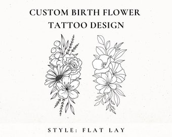 Custom Birth Flower Tattoo Design, Birth Month Flower, Wildflower Tattoo Design Commission, Custom Floral Tattoo, Birthday Flower Tattoo