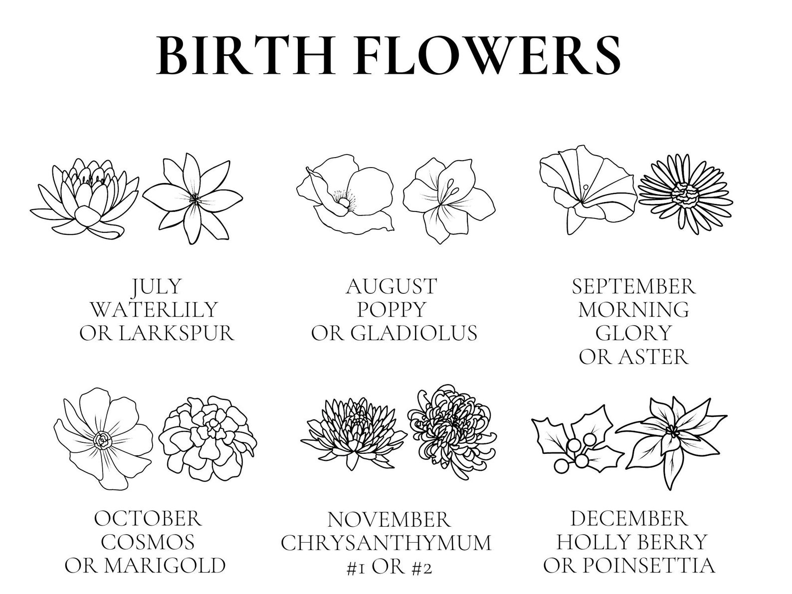 Custom Birth Flower Tattoo Design Birth Month Flower SVG | Etsy