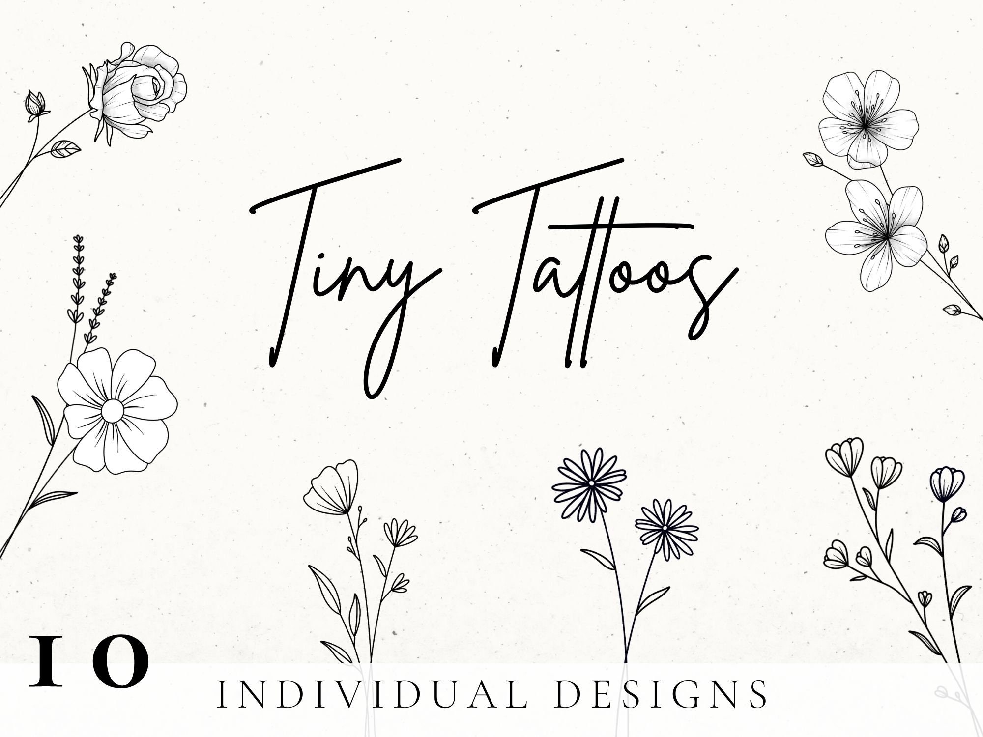 Flower Tattoo Design Wildflower Tattoo Design Tiny Tattoo - Etsy Flower Tattoo Design Wildflower Tattoo Design Tiny Tattoo - Etsy