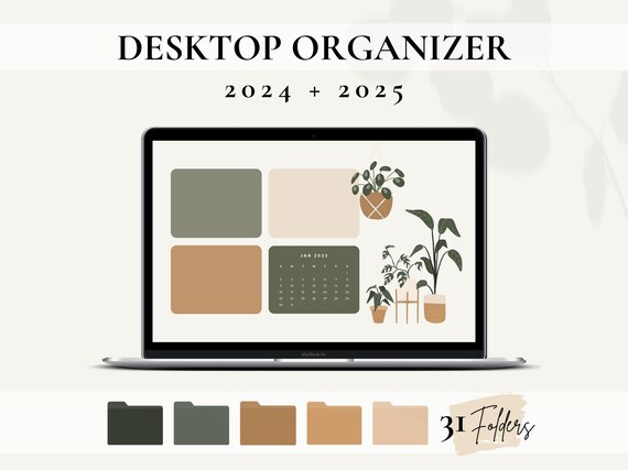 Plant Desktop Organizer 2024 und 2025, Wallpaper Ästhetischer Desktop,  MacBook Ordner Symbole, Windows Desktop Organizer Wallpaper, Symbole für  Mac - .de