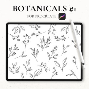 Procreate Stamp brush, Leaf Stencil, Procreate Botanical Stamps, Leaves Stamp for Procreate, Procreate Plant Brushset, Flower Tattoo Stencil