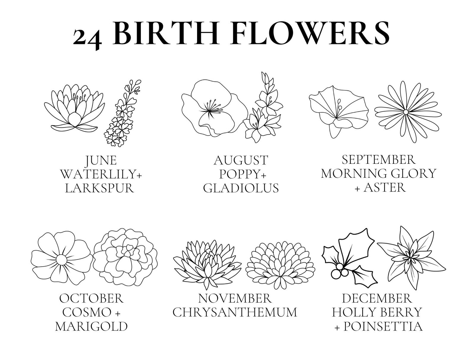 Geburtsblume Tattoo Design Geburtsmonat Blume SVG Wildflower Etsy