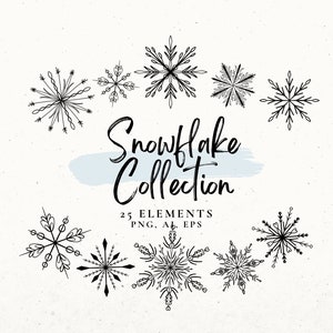 Snowflake Clip Art, Christmas SVG, Detailed Snowflake PNG Files, Snowflake Sublimation Design Download, Hand Drawn Snowflake Designs