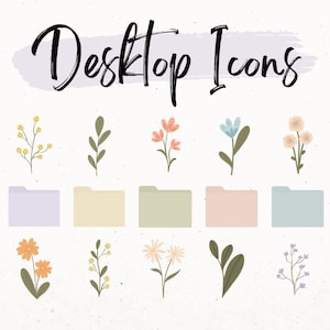 Desktop Icons, MacBook Folder Icons, Flower Icons, Desktop Wallpaper Organizer, Neutral Folder Icons for Mac, Windows Calendar Organizer