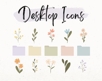 Desktop Icons, MacBook Folder Icons, Flower Icons, Desktop Wallpaper Organizer, Neutral Folder Icons for Mac, Windows Calendar Organizer