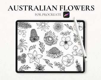 25 Australian Native Flower Stamps Procreate, Flower Tattoo Stencil, iPad Procreate Brush, Graphic Tattoo Procreate, Wild Filigree Flowers