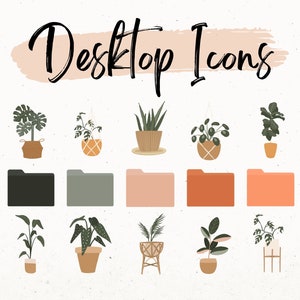 56 Folder Icons For Mac, Windows Desktop Icons, Aesthetic Folder Icons PNG, Minimal Wallpaper Organizer, Neutral Folder Icons, Plant Icon