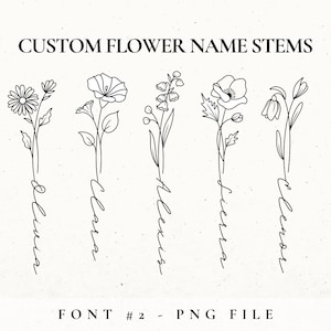 Benutzerdefinierte Blume Name, Geburtsblume Tattoo-Design-Promise, Geburtsmonat Blume PNG, Geburtsblume Druck, Geburtstag Blume Tattoo für Frauen