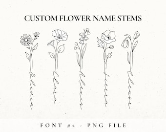 Custom Flower Name, Birth Flower Tattoo Design Commission, Birth Month Flower PNG, Birth Flower Print, Birthday Flower Tattoo For Women