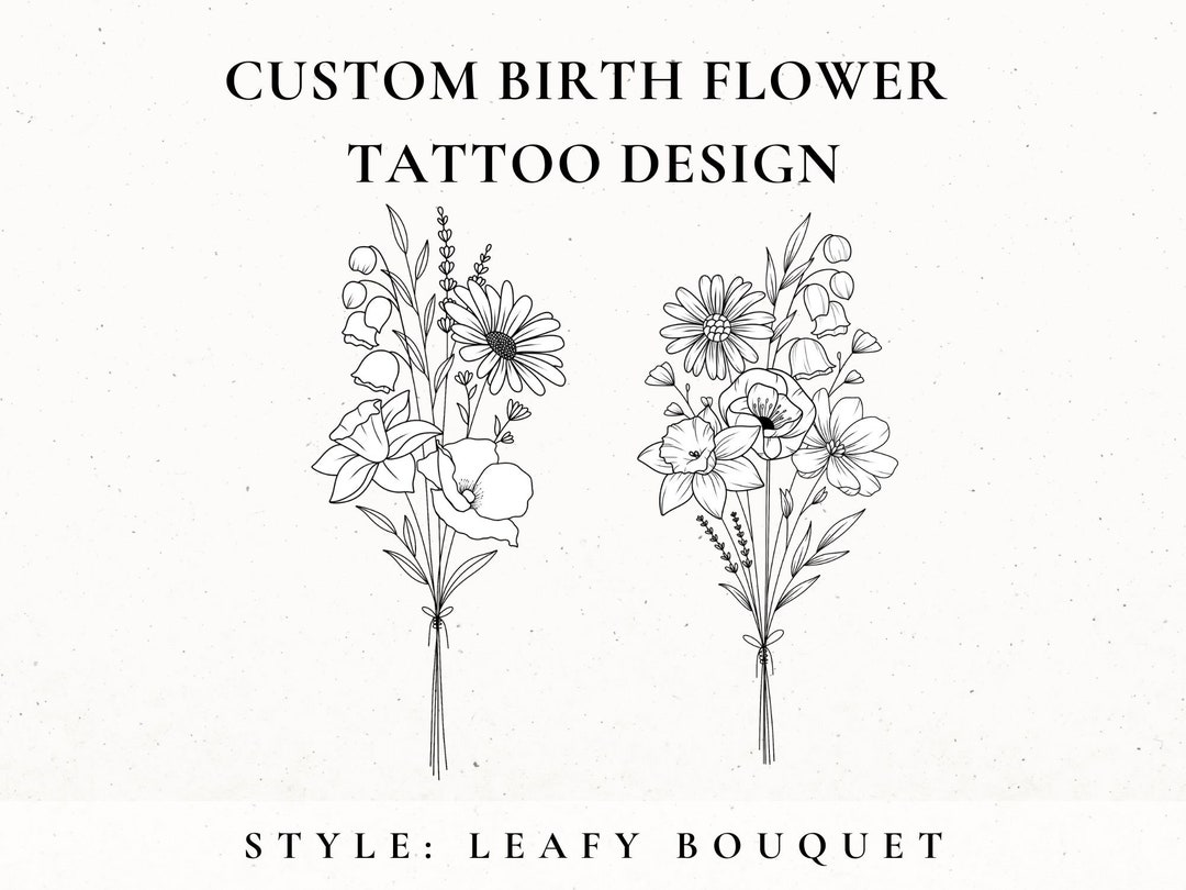 Custom Birth Flower Tattoo Design, Birth Month Flower, Wildflower Tattoo Design Commission