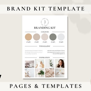 Plantilla de tablero de marca, plantilla de tablero de estado de ánimo de marca, plantilla Canva para pequeñas empresas, kit de marca editable Canva, kit de marca neutral