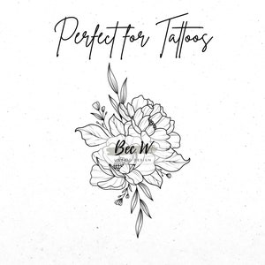 100 Peony Stamps Procreate, Procreate Floral Stamps, Flower Tattoo ...